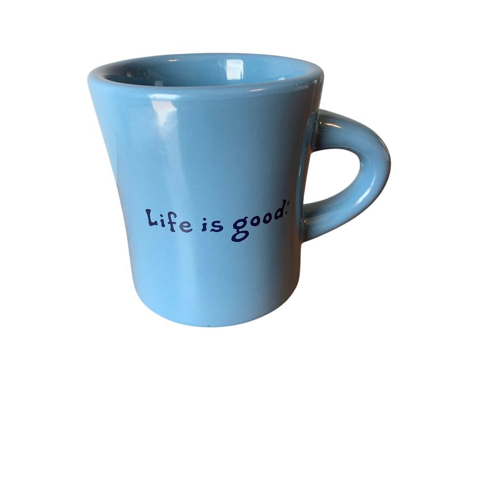 Life is Good Coffee Mug Networking Man Dog Fishing Graphic Heavy Diner Style - Picture 2 of 8